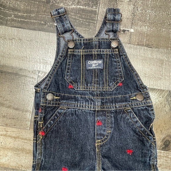 OshKosh Embroidered Train Denim Overalls size 9 months - Picture 4 of 10